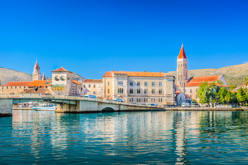 Trogir town coastal view. / Waterfront view at town Trogir, old touristic place in Croatia Europe. - 123463029