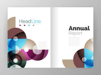 Transparent circle composition on business annual report flyer