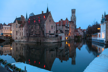 Fototapeta premium The view of Bruges from the Rozenhoedkaai