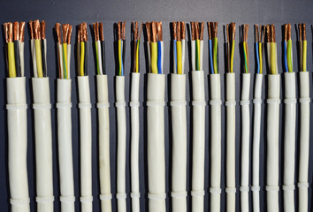 copper wire of varying thickness closeup