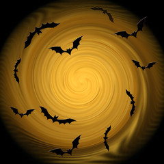 Bats fly to the light - decorative composition.