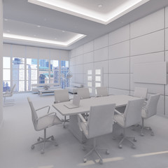 Fototapeta na wymiar 3D Interior rendering of an office