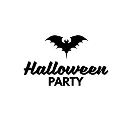 Fototapeta na wymiar The Silhouette Of A Bat. Sign Halloween Party Badge. Vector Illustration.