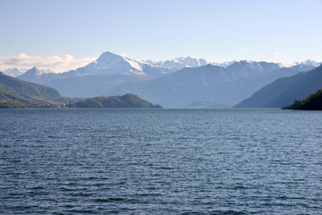 Fototapeta na wymiar Monte Legnone and Lake Como from Argegno