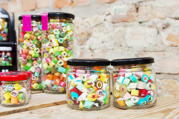 Caramel candy on street food festival.