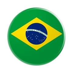 Glossy Brazil Badge Brazilian Flag, 3d illustration