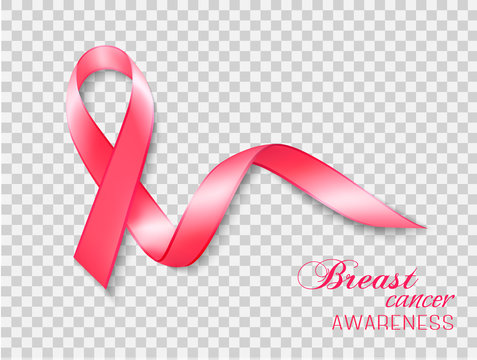 Breast cancer awareness ribbon on a transparent background. Vect