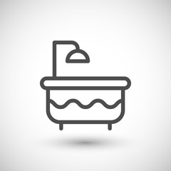 Bathtube with shower line icon