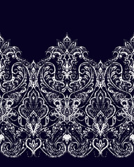 Paisley seamless pattern, ornamental indian border, decorative motif
