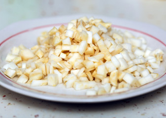 Celery chopped on a plate
