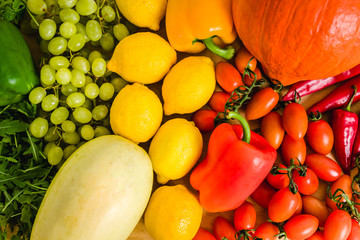 colorful background with fresh vegetables on the table