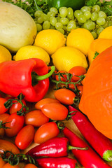 colorful background with fresh vegetables on the table