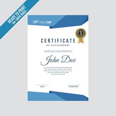 Certificate decorated template with blue indigo royal shapes vector
