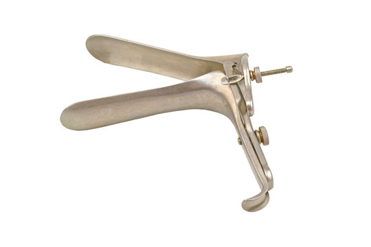 Medical equipment ,Gynecologic Speculum isolate on white background.Saved with clipping path.