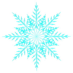 Blue snowflake on a white background. Element for winter pattern