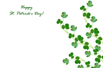 green clover leaves isolated on white background