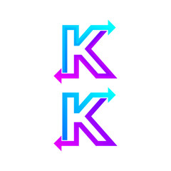 Letter K logo design template. Arrow creative sign