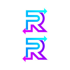 Letter R logo design template. Arrow creative sign