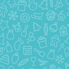 Christmas icon set seamless pattern