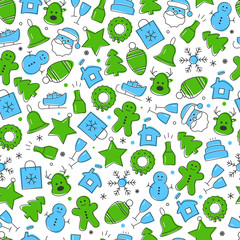 Christmas icon set seamless pattern