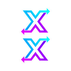 Letter X logo design template. Arrow creative sign