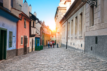 Naklejka premium Golden Lane of Hrandcany in Prague Castle