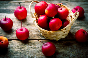  Organic wild apples in the basket