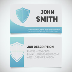 Business card print template with shield log