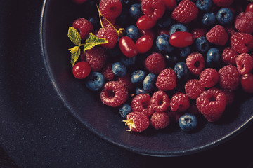 Fresh berries in the bowl