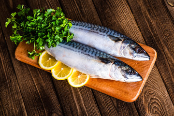 Mackarel at cutting table
