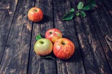 apples on the wooden background