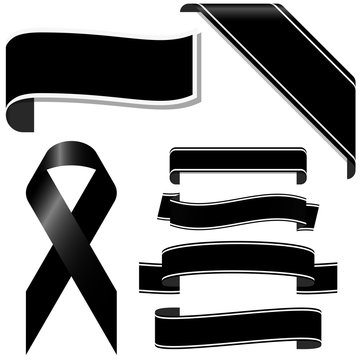 black mourning ribbon and banners
