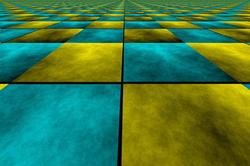 Illustration of a cyan and yellow perspective background