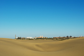 Panorama from Maspalomas Dunes to Meloneras/ Spain