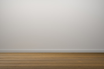 3D Rendering : illustration of Background empty room. With space for your text and picture. 3d render blank trade show booth for designers.white wall and brown wooden floor