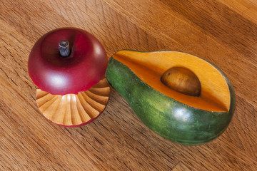 Wooden Apple and Avocado