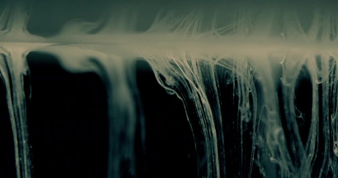 White Ink Effect In Water Filmed On Black Background. Abstract ink creating wonderfully unique cloud formations. Great for luma mattes or alien environments. Filmed in 4K for super Hi Def 