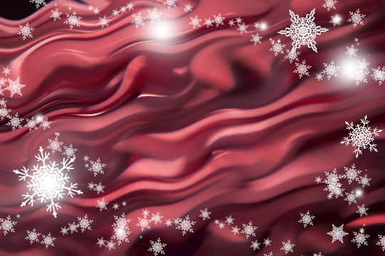 White snowflakes at the red abstract background