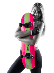 Blonde woman with skate