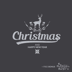 Merry Christmas lettering typography. Handwriting text design wi