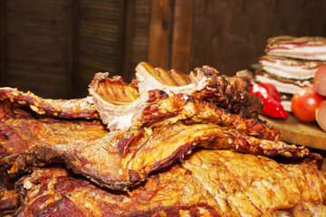 Appetizing smoked ribs