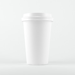 White paper cup with cap 3D rendering illustration