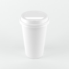 White paper cup with cap 3D rendering illustration