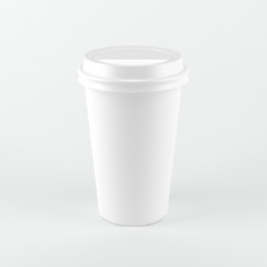White paper cup with cap 3D rendering illustration