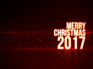 Merry Christmas 2017 Text with Beautiful Red Light and Particles with Reflection - Luxury Background Design Element 