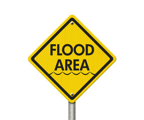 Yellow Warning Flood Area Highway Road Sign