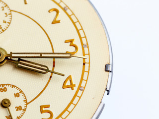 Closeup of hands on clock face.time concept