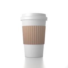 Paper cup with cap 3D rendering illustration