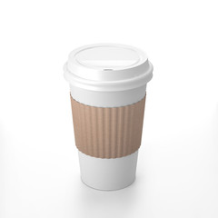 Paper cup with cap 3D rendering illustration