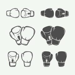 Boxing and martial arts logo badges and labels in vintage style.